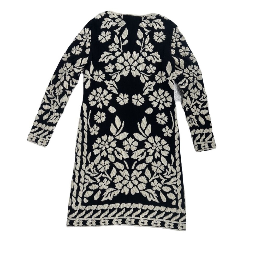 INC Black Ivory Embroidered Knit Dress Gold Sparkle Size Large - Picture 6 of 7